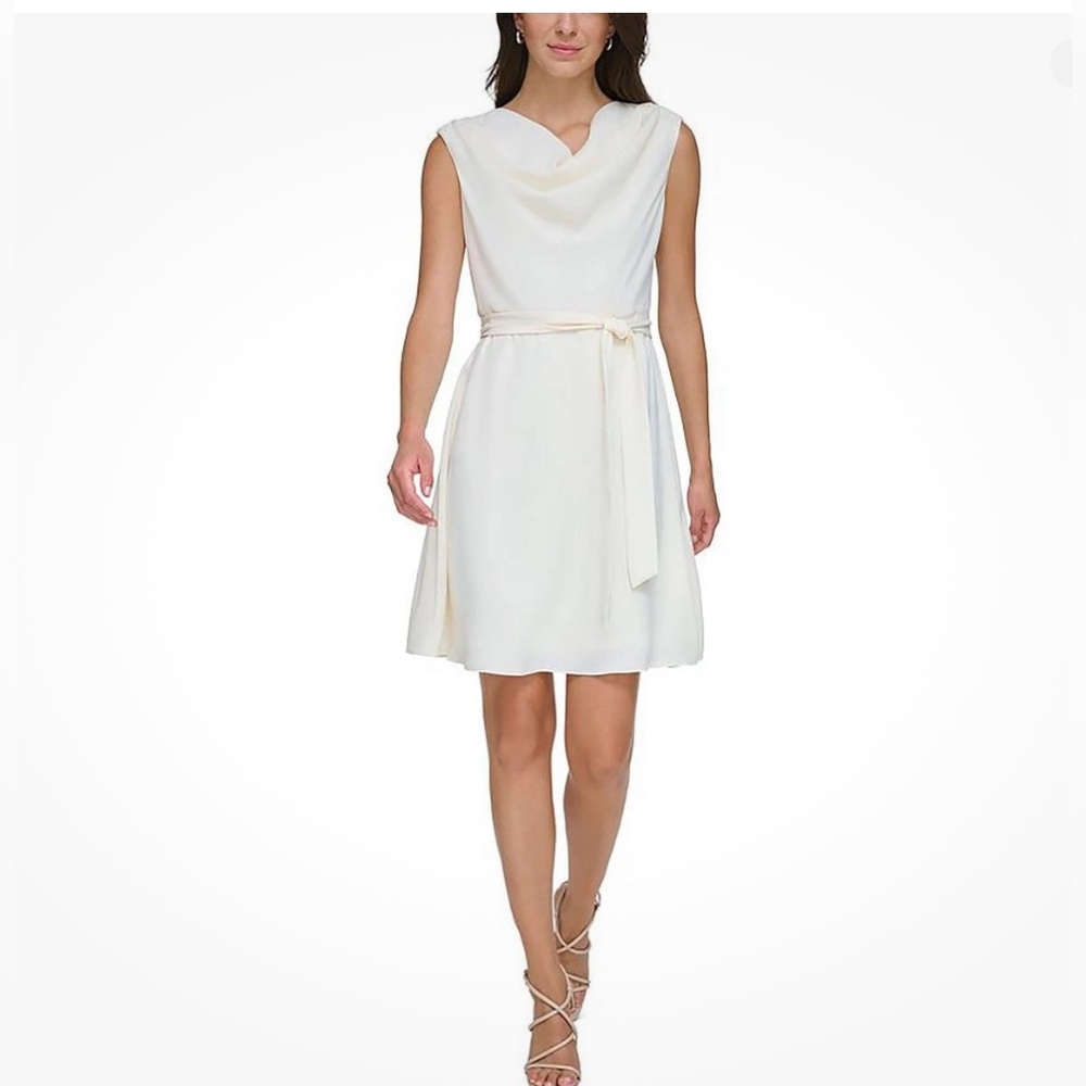 NWT DKNY dress size 2 stunning cream ivory fit & flare dress PERFECT 🩷‎